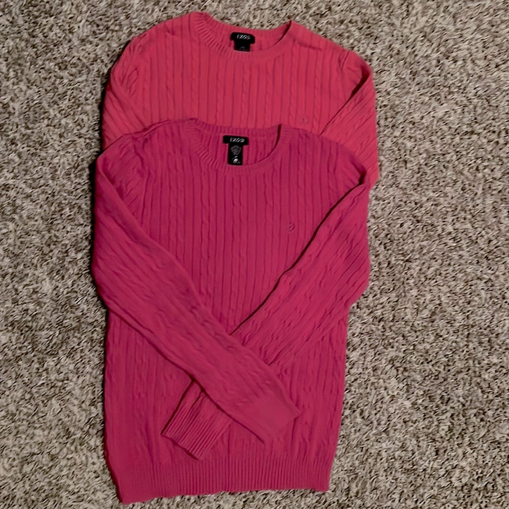 Izod, Coral Sweater, Cable Knit 100% Cotton, Long Sleeve, Crew Neck, New